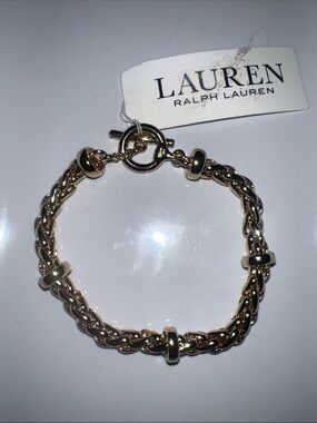 Lauren Ralph Polished Gold Toggle Chain Bracelet